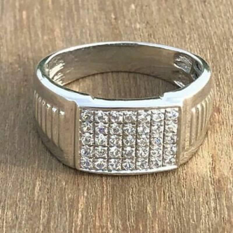 Herren Rundschliff Diamantring, 14K Weißgold Finish, Verlobungsring Für Bräutigam, Pinky Ring Band Herren Rundschliff Diamantring, 14K Weißgold Finish, Verlobungsring Für Bräutigam, Pinky Ring Band von FashionjewelsArt