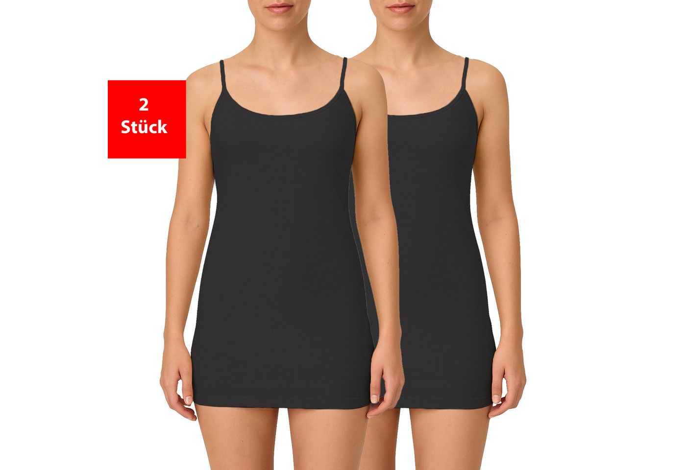 Fashionschmiede Spaghettitop Damen Unterhemd aus 100 % Baumwolle im praktischen 2er & 4er Pack (Packung, 2-tlg., 2er Pack) Weiche Baumwollqualität im praktischen Mehrfach-Pack von Fashionschmiede