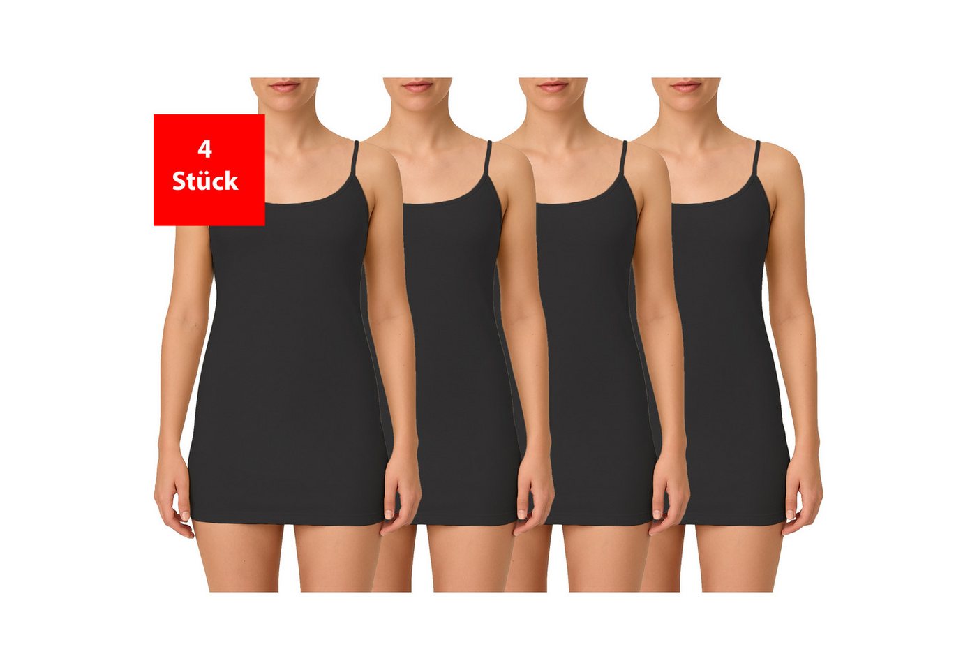Fashionschmiede Spaghettitop Damen Unterhemd aus 100 % Baumwolle im praktischen 2er & 4er Pack (Packung, 4-tlg., 2er Pack) Weiche Baumwollqualität im praktischen Mehrfach-Pack von Fashionschmiede