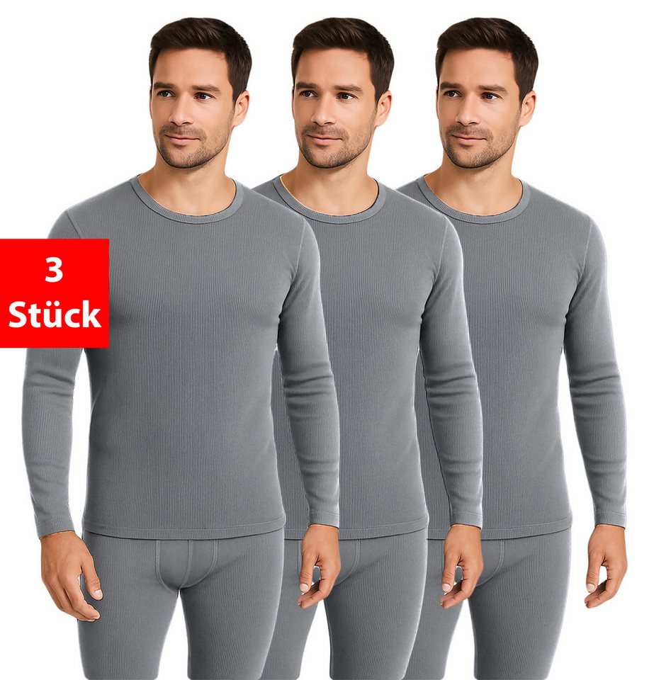 Fashionschmiede Thermounterhemd Thermo Unterhemden Herren 3erPack langarm warmes Untershirt für Winter (Spar-Set, 3er-Pack) Weich, warm und anschmiegsam - für Arbeit, Freizeit und Wintersport von Fashionschmiede