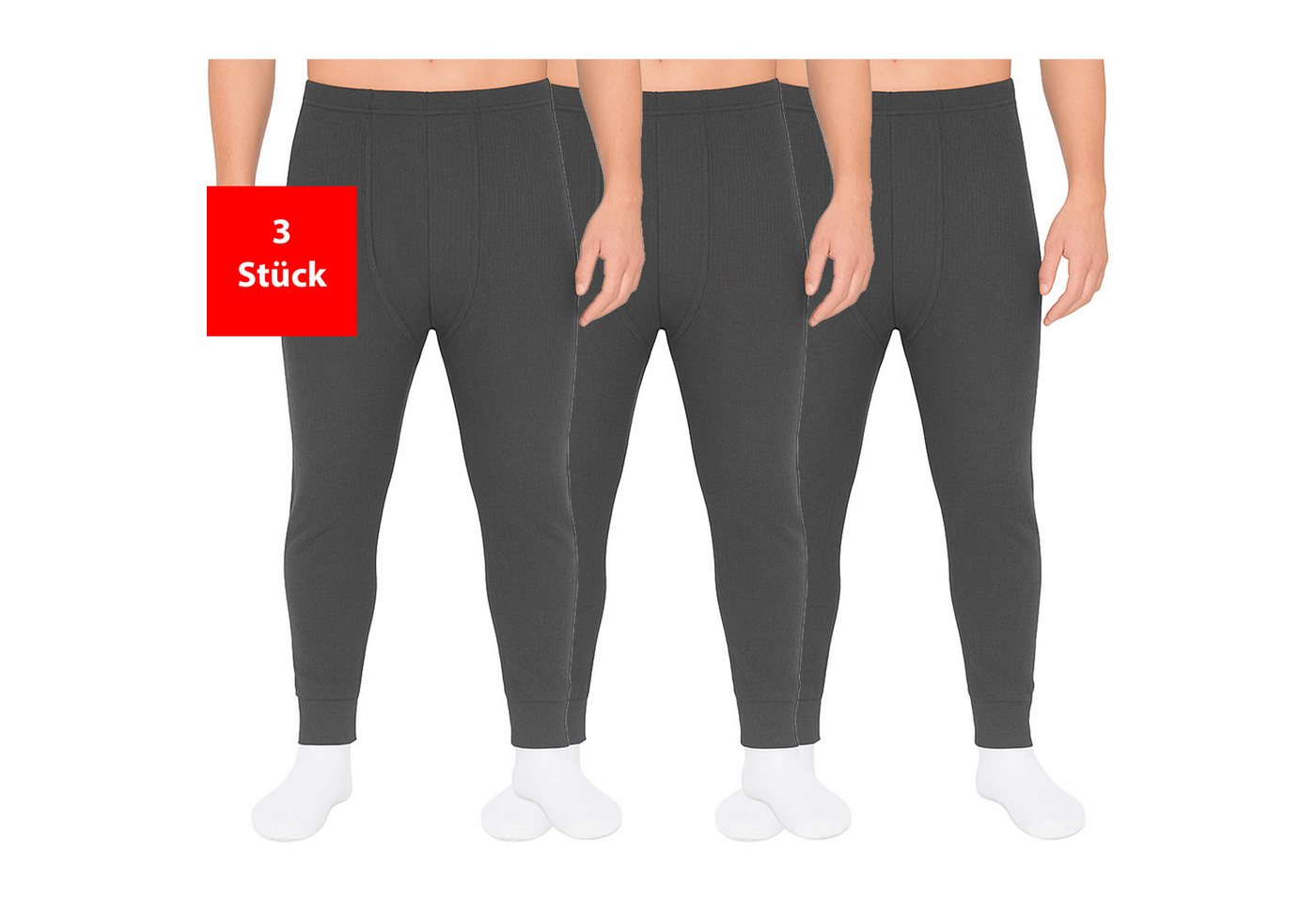 Fashionschmiede Thermounterhose Herren Thermo Hose im 3er Pack warme bequeme lange Unterhose Winter (Spar-Set, 3-St., 3er-Pack) Lang anliegender, körpernaher Schnitt – für maximale Wärmeisolierung von Fashionschmiede