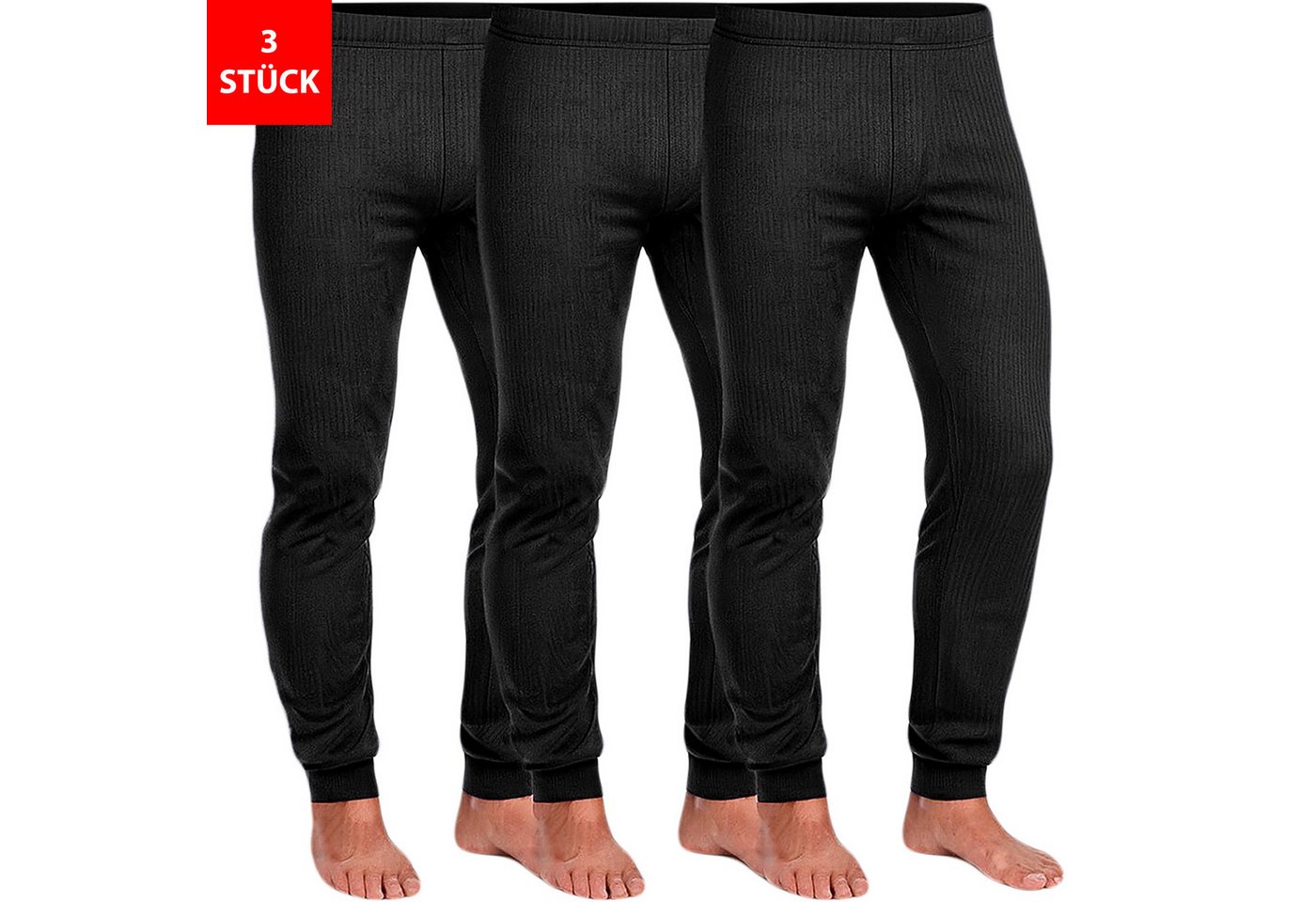 Fashionschmiede Thermounterhose Herren Thermo Hose im 3er Pack warme bequeme lange Unterhose Winter (Spar-Set, 3er-Pack) Lang anliegender, körpernaher Schnitt – für maximale Wärmeisolierung von Fashionschmiede