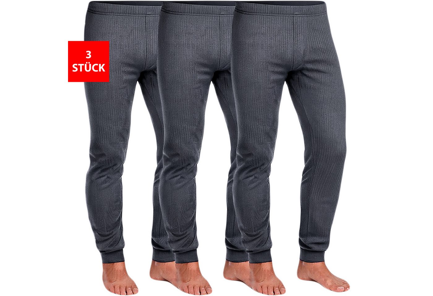 Fashionschmiede Thermounterhose Herren Thermo Hose im 3er Pack warme bequeme lange Unterhose Winter (Spar-Set, 3er-Pack) Lang anliegender, körpernaher Schnitt – für maximale Wärmeisolierung von Fashionschmiede