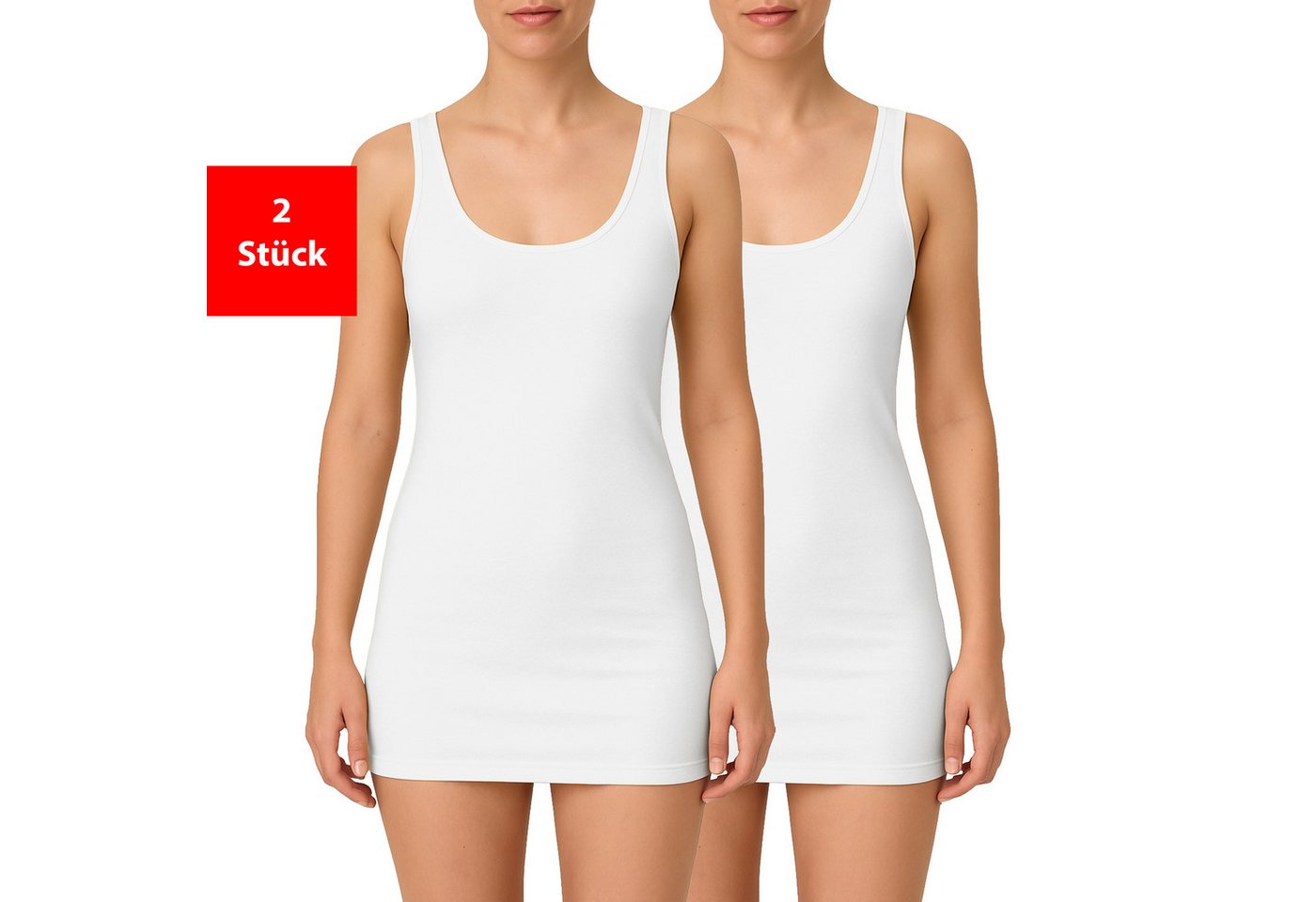 Fashionschmiede Unterhemd Damen Achseltop aus 100 % Baumwolle im praktischen 2er & 4er Pack (Packung, 2-St., 2er-Pack) Weiche Baumwollqualität im praktischen Mehrfach-Pack von Fashionschmiede