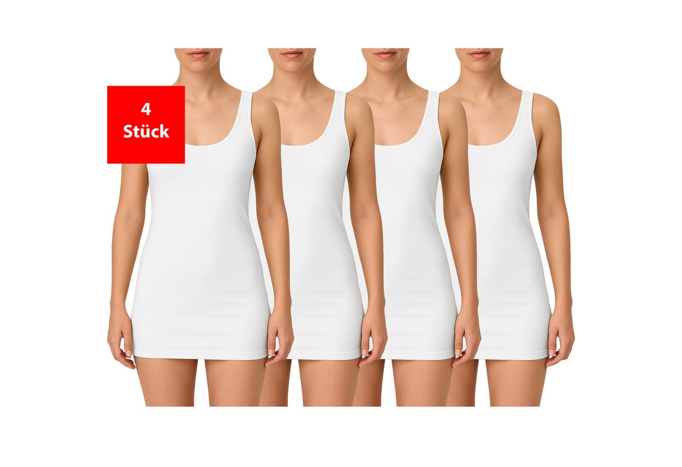 Fashionschmiede Unterhemd Damen Achseltop aus 100 % Baumwolle im praktischen 2er & 4er Pack (Packung, 4-St., 2er-Pack) Weiche Baumwollqualität im praktischen Mehrfach-Pack von Fashionschmiede