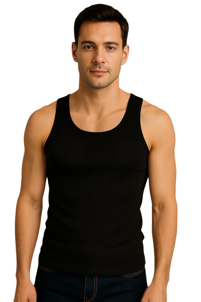 Fashionschmiede Unterhemd Herren Unterhemden im 4er Pack Feinripp Tank Top 100% Baumwolle (Spar-Set, 4er-Pack) 4er Pack Feinripp Unterhemden 100% Baumwolle von Fashionschmiede