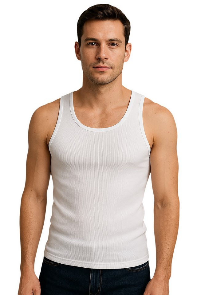Fashionschmiede Unterhemd Herren Unterhemden im 4er Pack Feinripp Tank Top 100% Baumwolle (Spar-Set, 4er-Pack) 4er Pack Feinripp Unterhemden 100% Baumwolle von Fashionschmiede