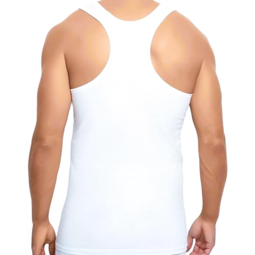 Fashionshowcase 2er/3er/4er/6er Pack Herren Sport Unterhemden Tank Top Muskelshirts 100% Baumwolle Rambo Achselhemd Weiße Unterhemden sportich Größe S M L XL (as3, Alpha, l, Regular, Regular, 4) von Fashionshowcase