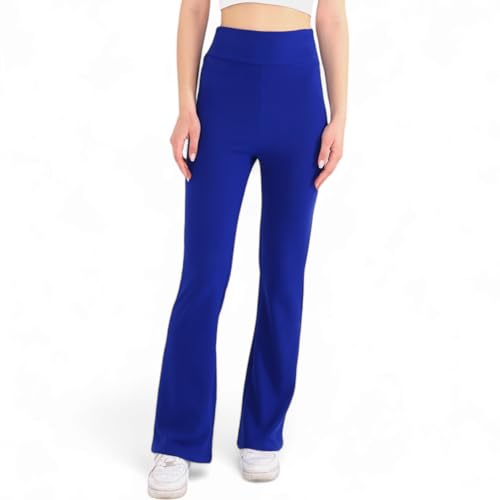 Fashionshowcase Damen Hose Stretch-Jeggings Scuba Schlaghose ausgestellte Beine Taillenhose High Waist Yogahose (M (38), Blau) von Fashionshowcase