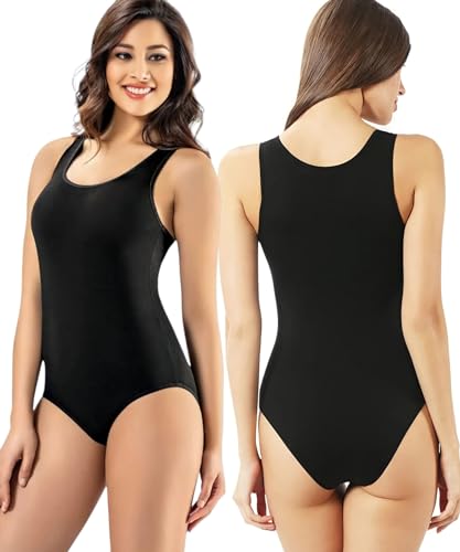 Fashionshowcase Tutku 3er Pack Damen Body Kurzarm Breite Träger Trägerbody Baumwolle Größe S-XXL Bodys Schwarz Weiß Grau Beige 3 Stück (Schwarz, M) von Fashionshowcase