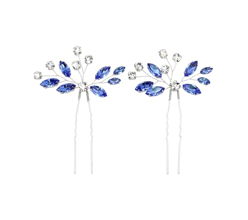 Faship Wunderschöne Haarnadeln mit klaren blauen Strasssteinen, Blumenmuster, 2 Stück Faship Wunderschöne Haarnadeln mit klaren blauen Strasssteinen, Blumenmuster, 2 Stück von Faship