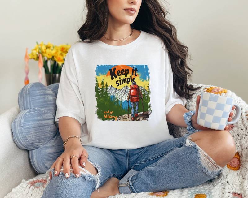 Keep It Simple & Go Hiking Shirt, For Nature Mountain Lovers, Outdoor Adventure, Forest Enthusiasts, The Trail, Outdoorsy Design Keep It Simple & Go Hiking Shirt, For Nature Mountain Lovers, Outdoor Adventure, Forest Enthusiasts, The Trail, Outdoorsy Design von Fashnip