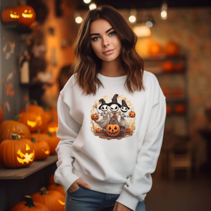 Lustiges Halloween-Sweatshirt, Skelett Shirt, Halloween Sweatshirt, Halloween-Kürbis-Köpfe, Lustige Skelette, Geschenk, Unisex Lustiges Halloween-Sweatshirt, Skelett Shirt, Halloween Sweatshirt, Halloween-Kürbis-Köpfe, Lustige Skelette, Geschenk, Unisex von Fashnip