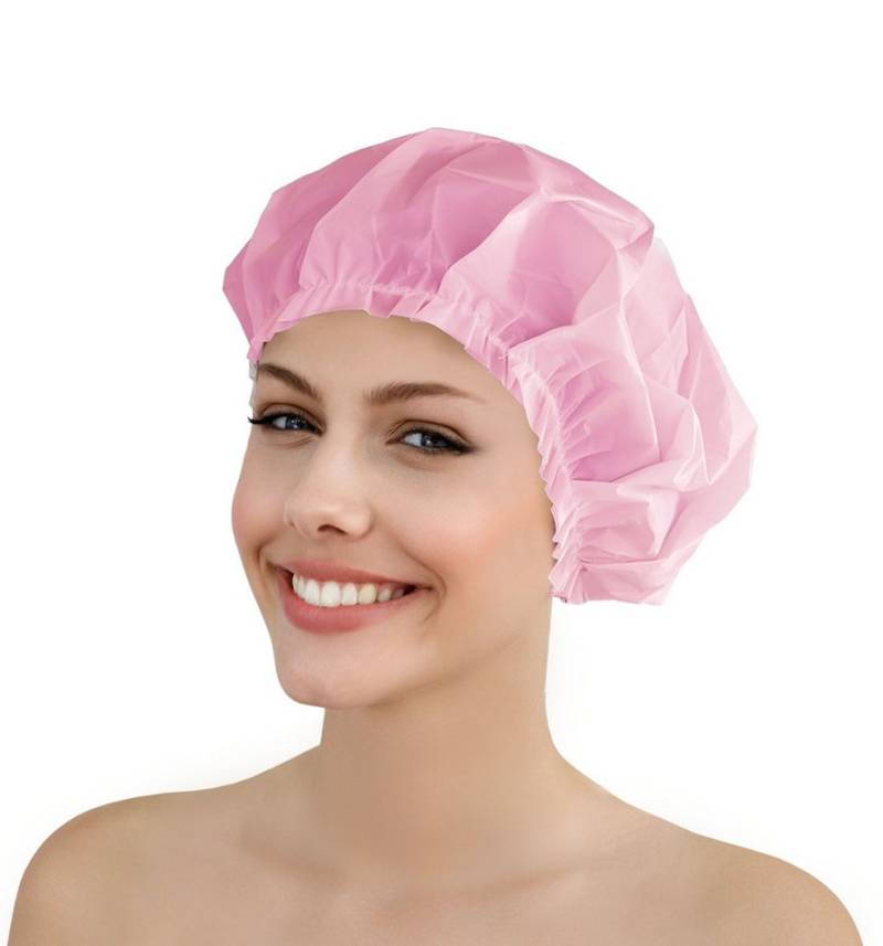 Fashy Duschhaube Fashy - Duschhaube Folien-Duschhaube Duschkappe Wiederverwendbar Rosa von Fashy