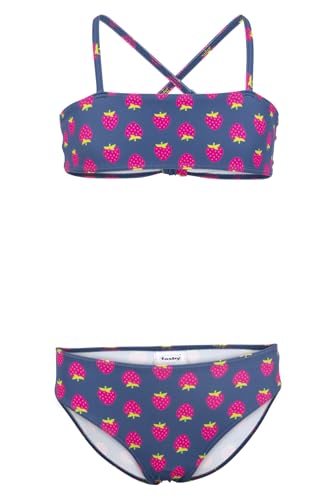 Fashy Mädchen Bikini, blau mit Allover-Print Erdbeeren von Fashy