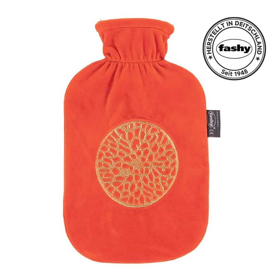 Fashy Wärmflasche Fashy Wärmflasche mit Bezug, 2,0 L, Orange mit Ornament-Design von Fashy