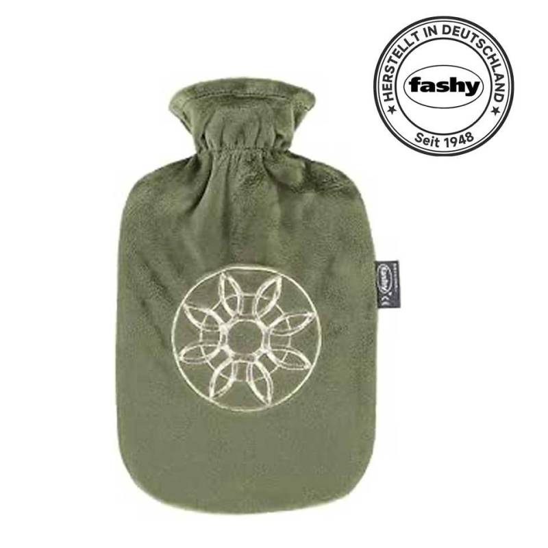 Fashy Wärmflasche Wärmflasche, 2,0 L, thermoplatisches Material, Polyesterbezug, grün von Fashy