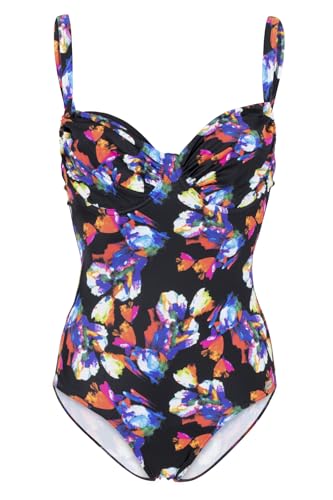 fashy Damen Badeanzug (80% PA Recycled), blau mit Blumen-Print von Fashy