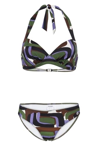 fashy Damen Bikini-Set (aus 78% PA Recycled) mit Soft Cups, Allover Print, grün von Fashy