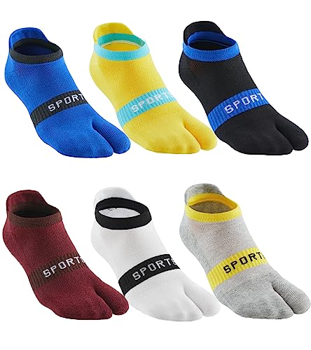 Tabi-Socken für Herren, Flip-Flop, geteilter Zehenbereich, große Zehen, Baumwolle, athletisch, 4er-Pack, 6er-Pack, 6 Farben A, Medium von Fasot