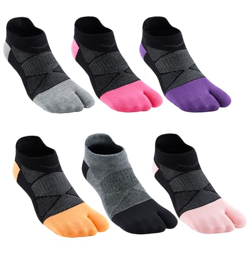 Tabi-Socken für Damen, keine Show, geteilte Zehenpartie für Sandalen, Flip-Flop, Ninja, Japan, Baumwolle, 6 Stück, Farbe 2, Medium von Fasot