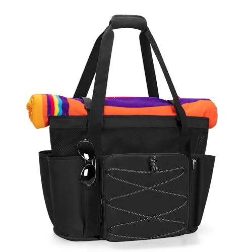 Fasrom Strandtasche xxl mit Reissverschluss unten, Badetasche xxl Familie, Saunatasche Damen Groß, Schwimmtasche Familie, Strandtasche Wasserdicht mit reißverschluss, Strand-Rucksack Herren, Schwarz Fasrom Strandtasche xxl mit Reissverschluss unten, Badetasche xxl Familie, Saunatasche Damen Groß, Schwimmtasche Familie, Strandtasche Wasserdicht mit reißverschluss, Strand-Rucksack Herren, Schwarz von Fasrom