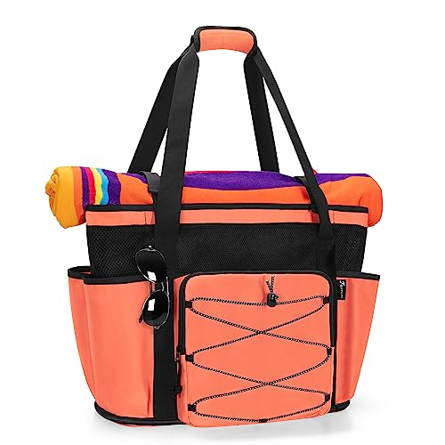 Fasrom Strandtasche xxl mit Reissverschluss unten, Badetasche xxl Familie, Saunatasche Damen Groß, Schwimmtasche Familie, Strandtasche Wasserdicht mit reißverschluss, Strand-Rucksack Herren, Orange Fasrom Strandtasche xxl mit Reissverschluss unten, Badetasche xxl Familie, Saunatasche Damen Groß, Schwimmtasche Familie, Strandtasche Wasserdicht mit reißverschluss, Strand-Rucksack Herren, Orange von Fasrom