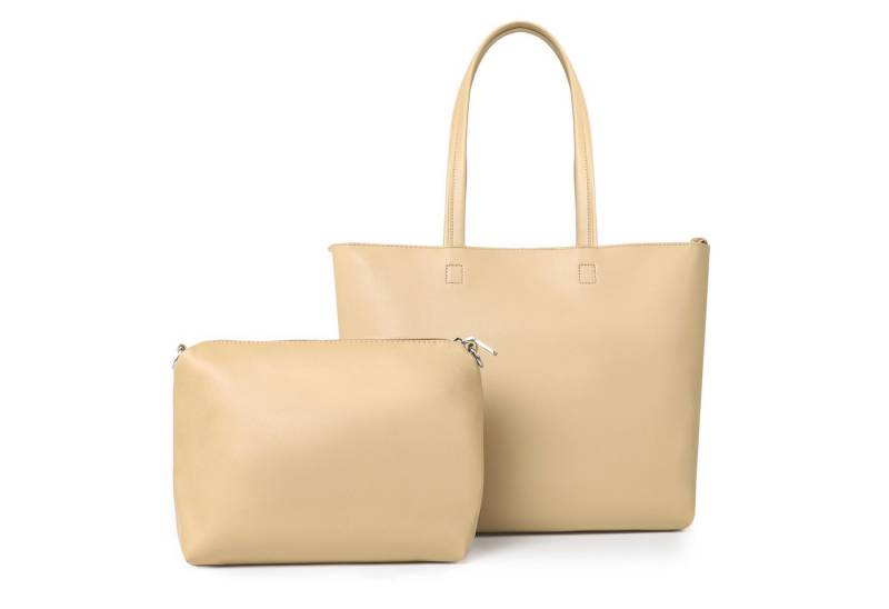 TAN.TOMI Shopper Damen Henkeltaschen Groß Handtasche Mit Einer Kosmetiktasche (2-tlg., Henkeltasche 2PCS Set Einfach Tote Bag), Handtaschen Damen Groß PVC Umhängetasche von TAN.TOMI