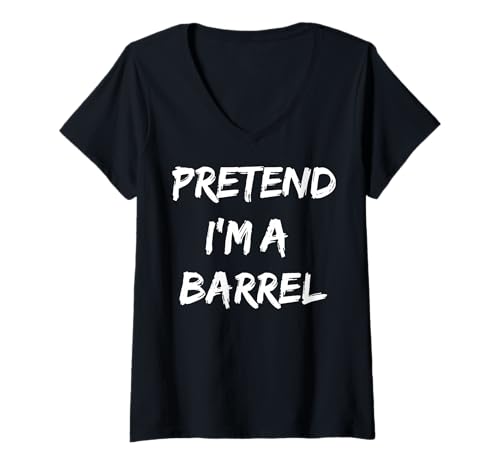 Damen Pretend I'm A Barrel T-Shirt mit V-Ausschnitt Damen Pretend I'm A Barrel T-Shirt mit V-Ausschnitt von Fassrennen Fassrennfahrer Rodeo Halloween