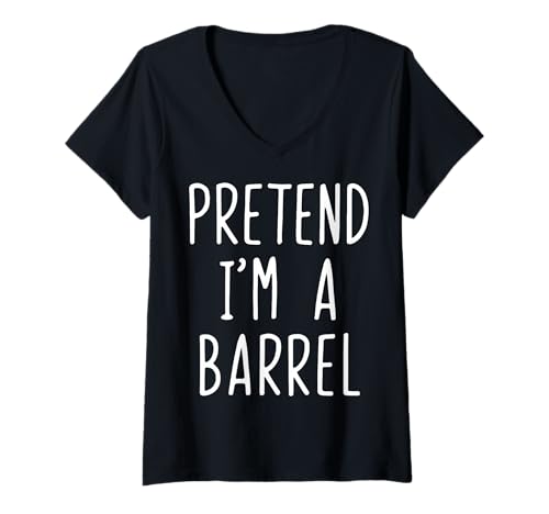 Damen Pretend I'm A Barrel T-Shirt mit V-Ausschnitt Damen Pretend I'm A Barrel T-Shirt mit V-Ausschnitt von Fassrennen Fassrennfahrer Rodeo Halloween