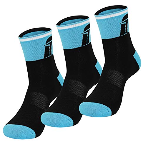 Fast Cycles -3er Pack atmungsaktive Sportsocken-Fahrradsocken-Sneakersocken-Laufsocken- für Damen und Herren. Für Mountainbiking, Spinning, Fitness, Tennis, Joggen und Laufen. Blau/Schwarz 40-44 von Fast Cycles