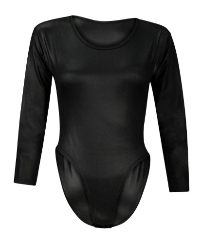 Fast Fashion Damen Body Langarm glänzend Gr. 42, Schwarz von Fast Fashion
