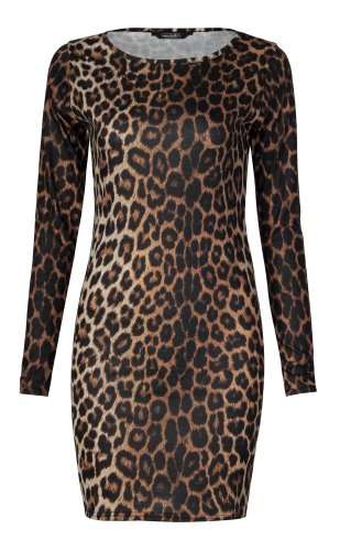 Fast Fashion Damen Mit Langen Ärmeln Leopardenmuster Bodycon Kleid (EUR 40/42 - UK (12-14), Leopard Print) von Fast Fashion