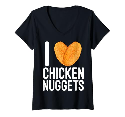 Damen Ungesundes Essen Liebe Geschenk Chicken Nuggets T-Shirt mit V-Ausschnitt Damen Ungesundes Essen Liebe Geschenk Chicken Nuggets T-Shirt mit V-Ausschnitt von Fast Food Chicken Nuggets