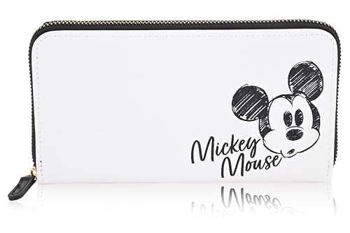 Fast Forward Disney Minnie Mouse Geldbörse Damen - PU-Leder Handgelenk-Geldbörse für Frauen - Mickey Handgelenktasche, Weiss/Opulenter Garten, Kompakt von Fast Forward