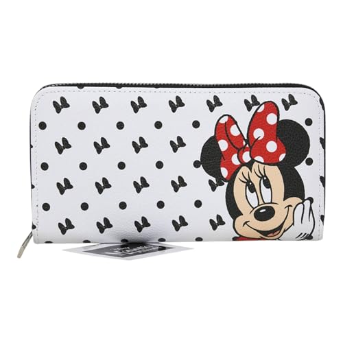 Fast Forward Minnie Mouse Bow All Over Print Faux Leather Deluxe Wallet with Card Wallet Bundle, Weiss/opulenter Garten, Schleife, niedlich, ästhetisch von Fast Forward
