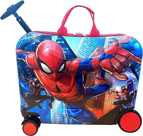 Fast Forward Ride-On 45,7 cm Koffer für Kinder/Tow-Along Kleinkind Handgepäck mit Rädern, Mehrfarbig, Large, Spiderman von Fast Forward