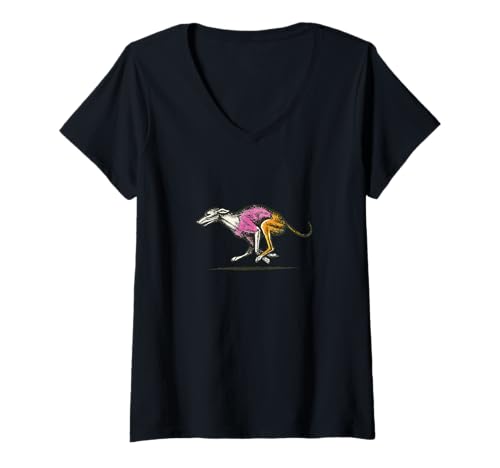 Damen Running Greyhound Rennfahrer im Ruhestand adoptieren Hundekunst T-Shirt mit V-Ausschnitt Damen Running Greyhound Rennfahrer im Ruhestand adoptieren Hundekunst T-Shirt mit V-Ausschnitt von Fast Friends Rescue Club Art