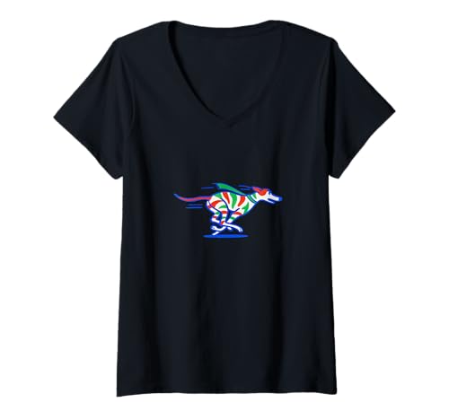 Damen Running Greyhound Rennfahrer im Ruhestand adoptieren Hundekunst T-Shirt mit V-Ausschnitt Damen Running Greyhound Rennfahrer im Ruhestand adoptieren Hundekunst T-Shirt mit V-Ausschnitt von Fast Friends Rescue Club