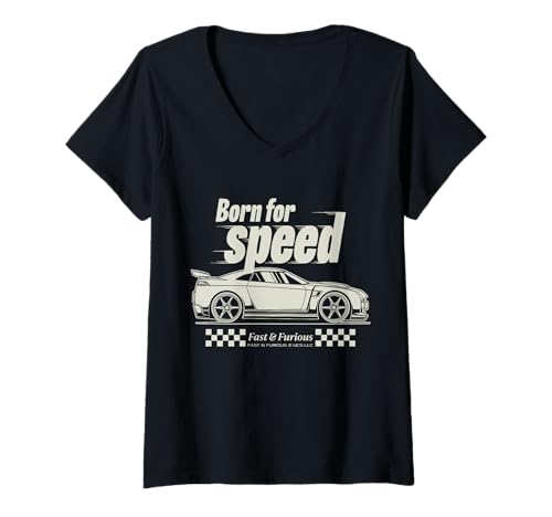 Damen Born for Speed Fast & Furious Film-Merchandise T-Shirt mit V-Ausschnitt Damen Born for Speed Fast & Furious Film-Merchandise T-Shirt mit V-Ausschnitt von Fast & Furious Movie