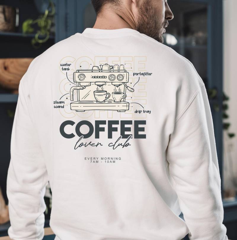 Kaffee Pullover Coffee Lover Club Sweatshirt Kaffeeliebhaber Mit Siebträgermaschine Geschenk Für Barista Und Kaffeefan Pulli von Fastimp