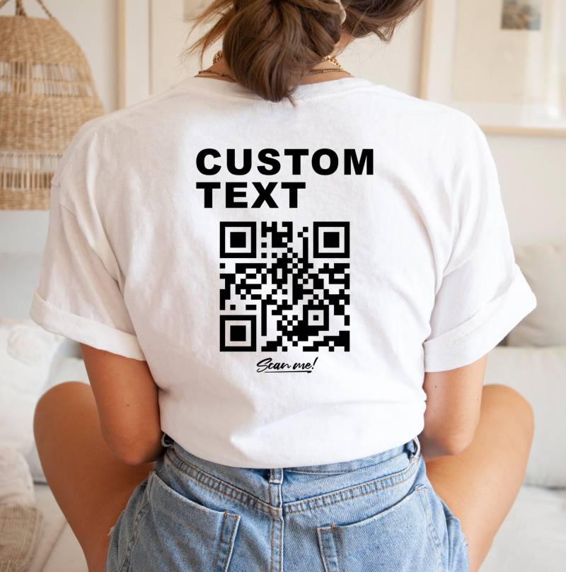Personalisierter Text Qr-Code T-Shirt Custom Business Tshirt Wanna Date Me Qr Code Malle Shirt Tees Personalisiertes Geschenk von Fastimp