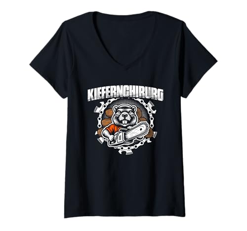 Damen Kiefernchirurg Forstwirt Holzfäller Waldarbeiter Holz Machen T-Shirt mit V-Ausschnitt Damen Kiefernchirurg Forstwirt Holzfäller Waldarbeiter Holz Machen T-Shirt mit V-Ausschnitt von Faszination Holz