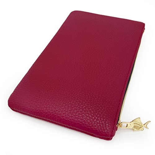 Fat Belly Fish Federmäppchen in Lederoptik, Kunstleder, Himbeerrot von Fat Belly Fish