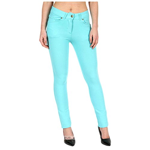 FATAL Fashion Damen Skinny farbige Jeggings mit Reißverschluss Stretch Hose Jeans Leggings Größen 36 38 40 42 46 48 40 auch in großen Größen 50 54 56, aqua, 36 von Fatal