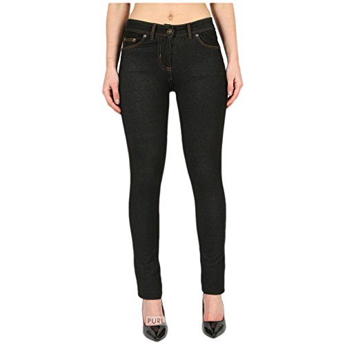 FATAL Fashion Damen Skinny farbige Jeggings mit Reißverschluss Stretch Hose Jeans Leggings Größen 36 38 40 42 46 48 40 auch in großen Größen 50 54 56 Gr. 36, schwarz denim von Fatal