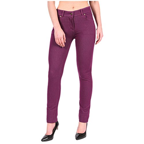 FATAL Fashion Damen Skinny farbige Jeggings mit Reißverschluss Stretch Hose Jeans Leggings Größen 36 38 40 42 46 48 40 auch in großen Größen 50 54 56 Gr. 38, violett von Fatal