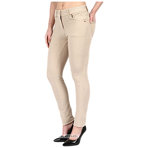 FATAL Fashion Damen Skinny farbige Jeggings mit Reißverschluss Stretch Hose Jeans Leggings Größen 36 38 40 42 46 48 40 auch in großen Größen 50 54 56 Gr. 40, beige von FATAL