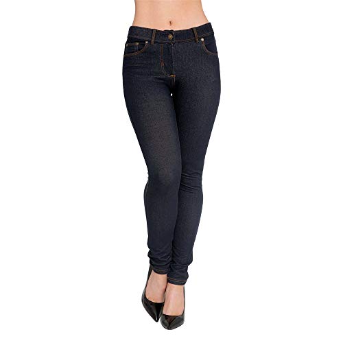 FATAL Fashion Damen Skinny farbige Jeggings mit Reißverschluss Stretch Hose Jeans Leggings Größen 36 38 40 42 46 48 40 auch in großen Größen 50 54 56 Gr. 42, Denim Navy von Fatal