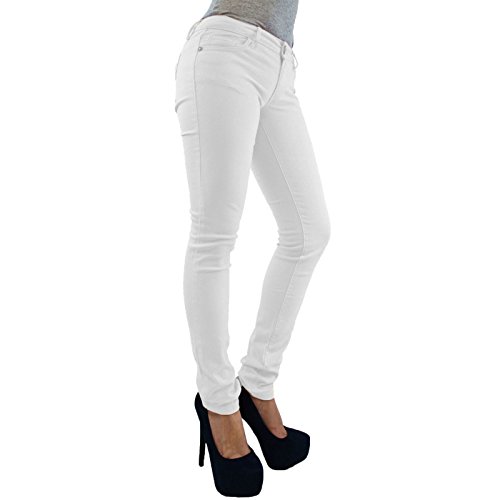 FATAL Fashion Damen Skinny farbige Jeggings mit Reißverschluss Stretch Hose Jeans Leggings Größen 36 38 40 42 46 48 40 auch in großen Größen 50 54 56 Gr. 42, weiß von Fatal